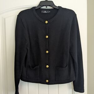 Black lady jacket with gold buttons